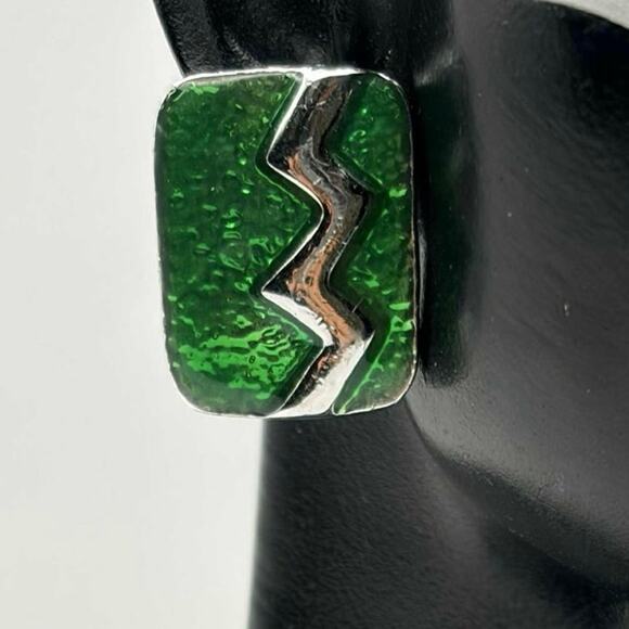 Green & Silver Lighting Earrings - Picture 1 of 5